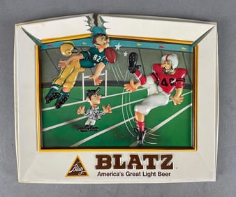 1975 Blatz Light Beer Football Vacuuform Advertising Sign