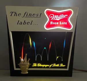 1960 Miller High Life Beer Bouncing Ball Motion Light-Up Advertising Sign