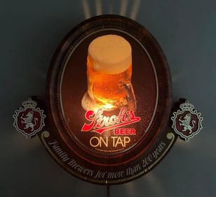 Vintage Strohs Beer on Tap Light-Up Advertising Sign
