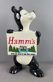 1950s Red Wing Pottery Hamms Beer Black Bear Advertising Bank