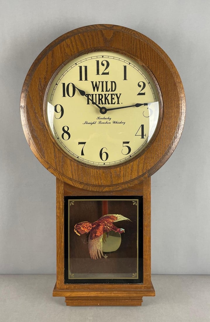 1981 Wild Turkey Bourbon Whiskey Advertising Wall Clock (1 of 3)