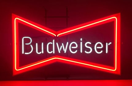 Vintage Budweiser Beer Bowtie Neon Advertising Sign