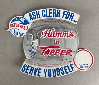 1960s Hamms in Tapper Beer Advertising Sticker