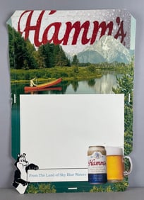 Hamms Beer Cardboard Easel Advertising Sign