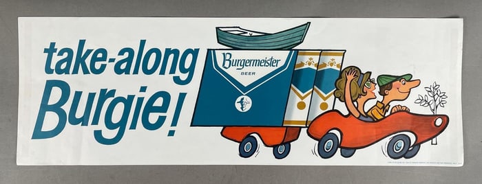 1966 Burgermeister Beer Paper Advertising Sign