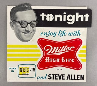 1956 Miller High Life Beer NBC Tv Cardboard Advertising Sign