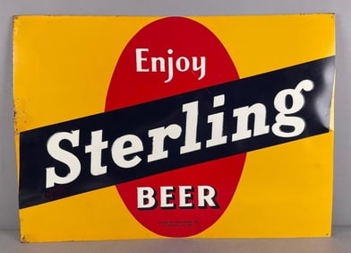 Vintage Sterling Beer Embossed Tin Advertising Sign