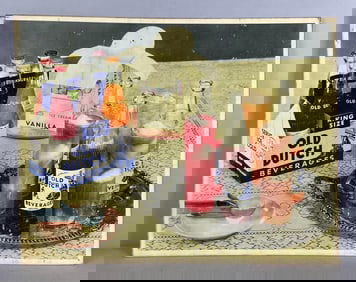 Vintage Old Dutch Beverages Cardboard Advertising Sign