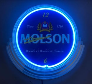 1990s Molson Beer Light-Up Advertising Clock