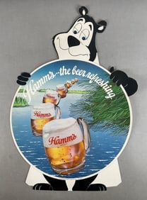 Hamms Beer Bear Cardboard Advertising Easel Sign