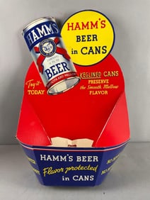 1930s Hamms Beer in Keglined Cans Cardboard Advertising Display