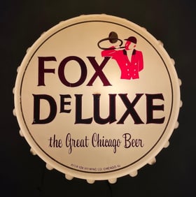 Vintage Fox Deluxe Beer Cap Light-Up Advertising Sign