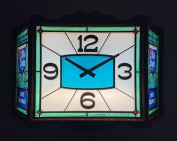 1970 Old Style Beer Stained Glass Light-Up Advertising Clock