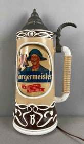 Vintage Burgermeister Beer Stein Light-Up Advertising Sign