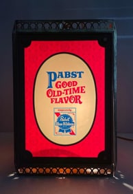 Vintage Pabst Blue Ribbon Beer Rotating Light-Up Advertising Sign