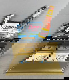 1950s Hamms Beer Advertising Napkin Holder with Napkins