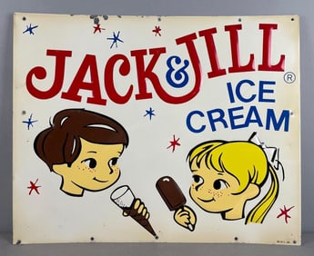Vintage Jack and Jill Ice Cream Metal Advertising Sign