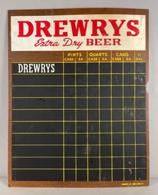Vintage Drewrys Extra Dry Beer Chalkboard Advertising Sign