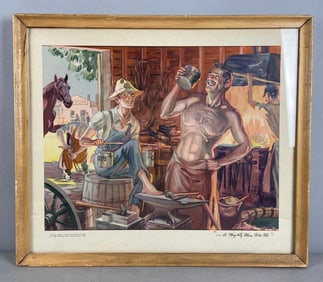 Gipps Beer A Mighty Man Was He Advertising Lithograph