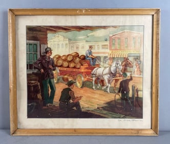Vintage Gipps Beer In Old Peoria Advertising Lithograph