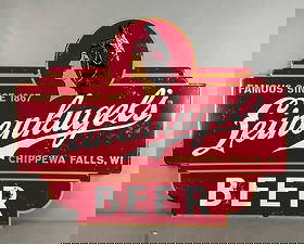 2024 Leinenkugel Beer Maiden Metal Advertising Sign: Embossed, measures H 30 3/4 x W 40"