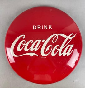 Vintage Drink Coca-Cola Metal Button Advertising Sign