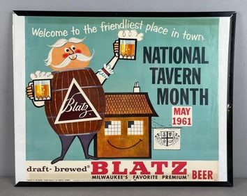 1961 Blatz Beer National Tavern Month Advertising Poster