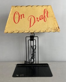 Vintage Atlas Prager Bohemian Beer Advertising Table Lamp