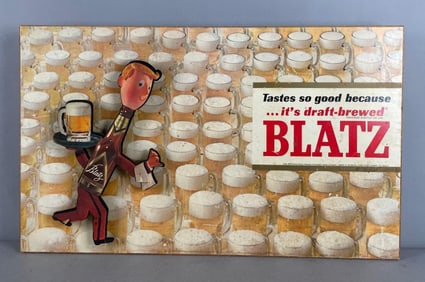 Vintage Blatz Beer Waiter 3D Advertising Sign