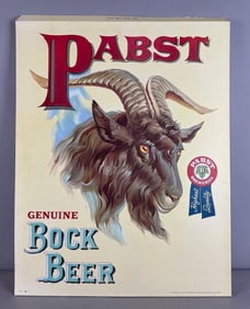 Pabst Genuine Bock Beer Goat Cardboard Easel Advertising Sign
