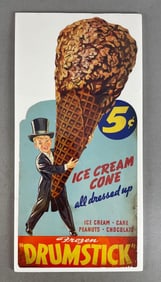 1941 J.B. Parker Frozen Drumstick Ice Cream Advertising Sign