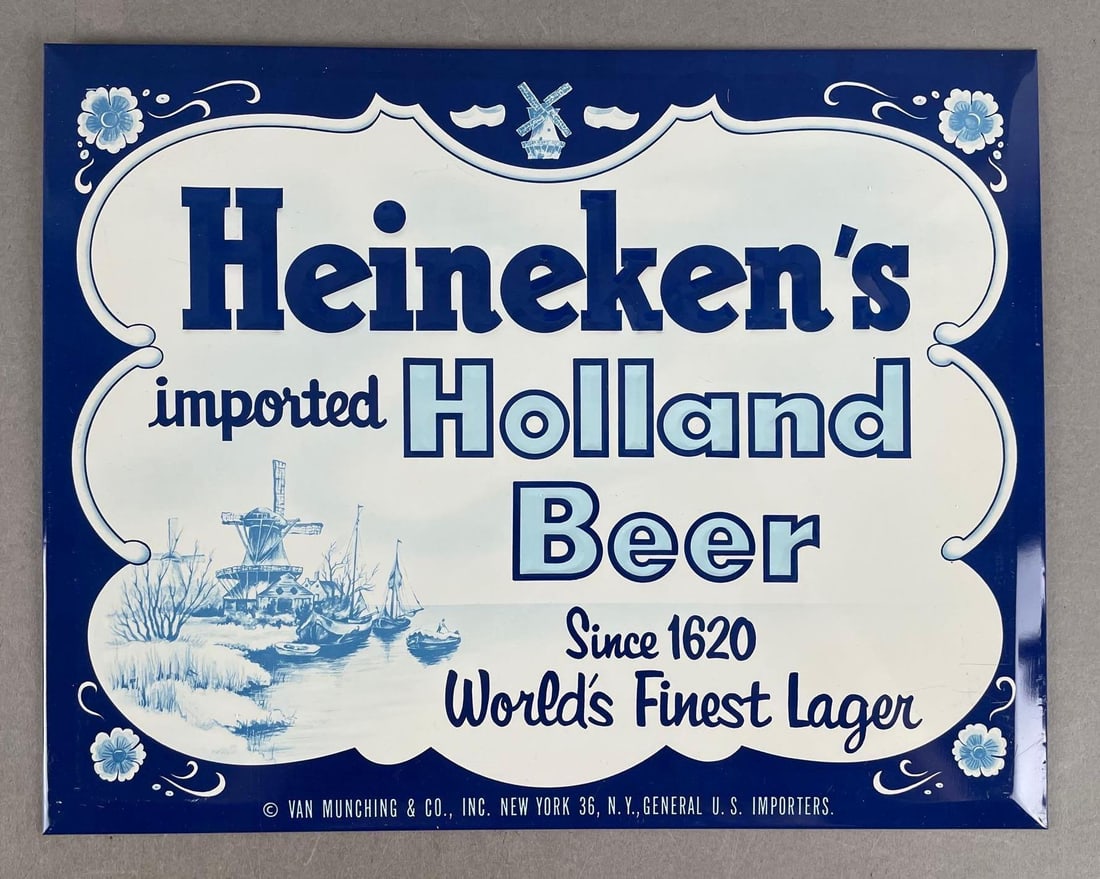 Heineken's Holland Beer Embossed Metal Advertising Sign (1 of 2)