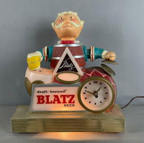 1960 Blatz Beer Nodder Musician Light-Up Advertising Clock Register Topper