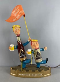 Vintage Blatz Beer Dancing Light-Up Advertising Back Bar Statue