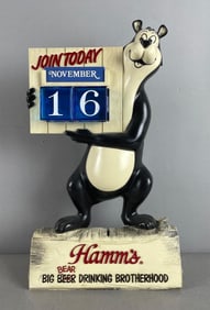 Vintage Hamms Beer Bear Calendar / Bank Advertising Statue