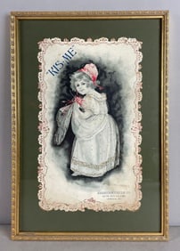 1936 Kis-Me Gum Factory Die-Cut Paper Advertising Sign