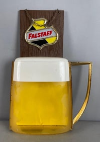 Vintage Falstaff Beer Mug Plastic Advertising Sign