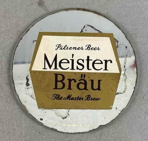 Vintage Meister Brau Bee Glass Advertising Sign