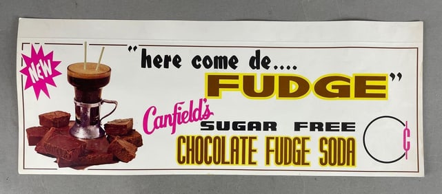 Vintage Canfield's Chocolate Fudge Soda Paper Advertising Sign