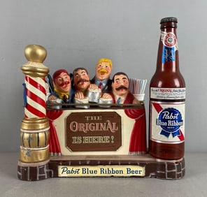 Vintage Pabst Blue Ribbon Beer Metal Advertising Straw Holder