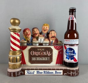 1959 Pabst Blue Ribbon Beer Metal Advertising Straw Holder