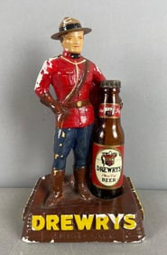 Vintage Drewrys Extra Dry Beer Mountie Chalk Advertising Statue