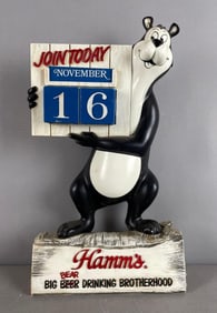Vintage Hamms Beer Bear Plastic Advertising Calendar Statue