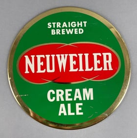 Vintage Neuweiler Cream Ale Beer Tin Over Cardboard Advertising Sign