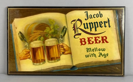 Vintage Jacob Ruppert Beer Lacquered Wood Advertising Sign