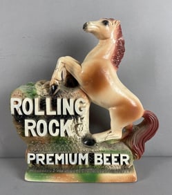 Vintage Rolling Rock Chalk Horse Advertising Statue