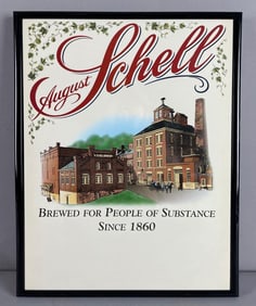 Vintage August Schell Brewery Paper Beer Advertising Sign