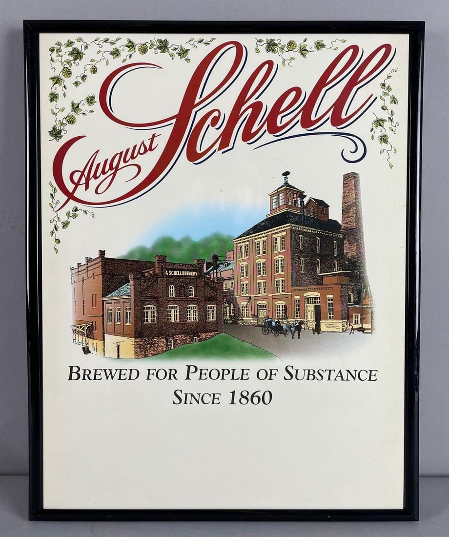 Vintage August Schell Brewery Paper Beer Advertising Sign (1 of 2)