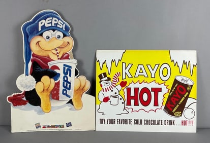 Group of 2 Soda Cardboard Advertising Signs
