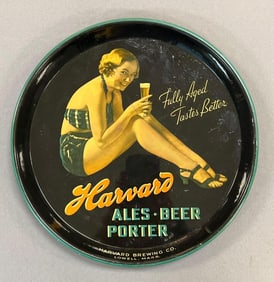 Vintage Harvard Beer Advertising Metal Drink Trayb